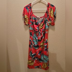 Red Floral Print Dress / NWOT